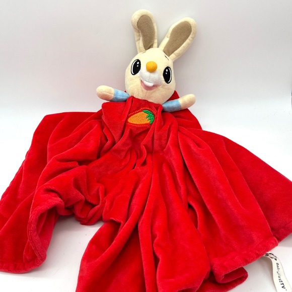 Baby First TV Harry the Bunny Lovey Security Blanket Plush‎ Carrot Red 24x24 - Picture 1 of 9